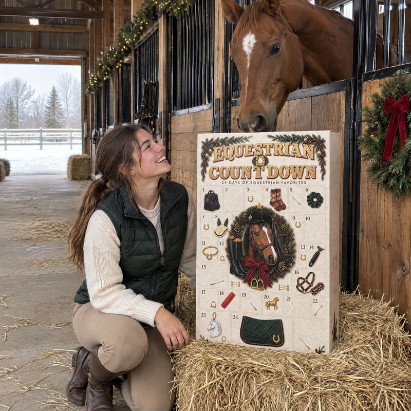 Equestrian Countdown in the barn aisle